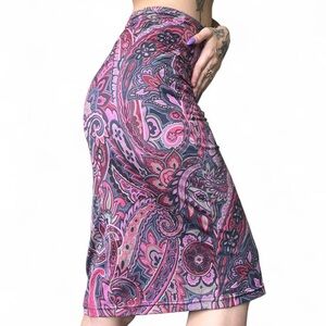 XOXO Pink and Black Paisley Skirt